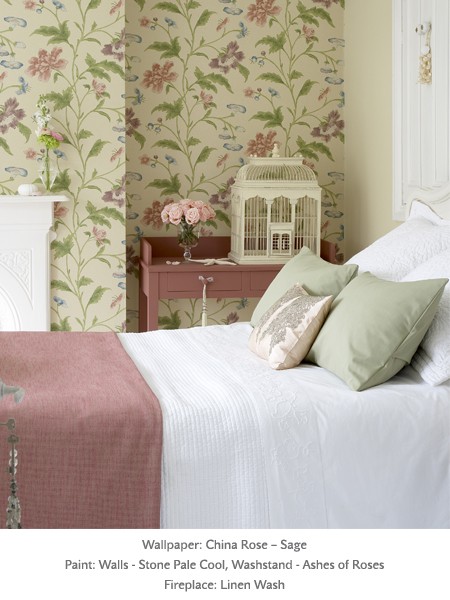 Обои Little Greene Archive Trails China Rose - Sage 0275CHSAGEZ фото в интерьере Обои Little Greene Archive Trails China Rose - Sage 0275CHSAGEZ фото в интерьере